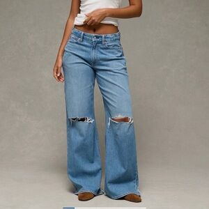 American Eagle AE Dreamy Drape Stretch Curvy Super High-Waisted Baggy Wide-Leg